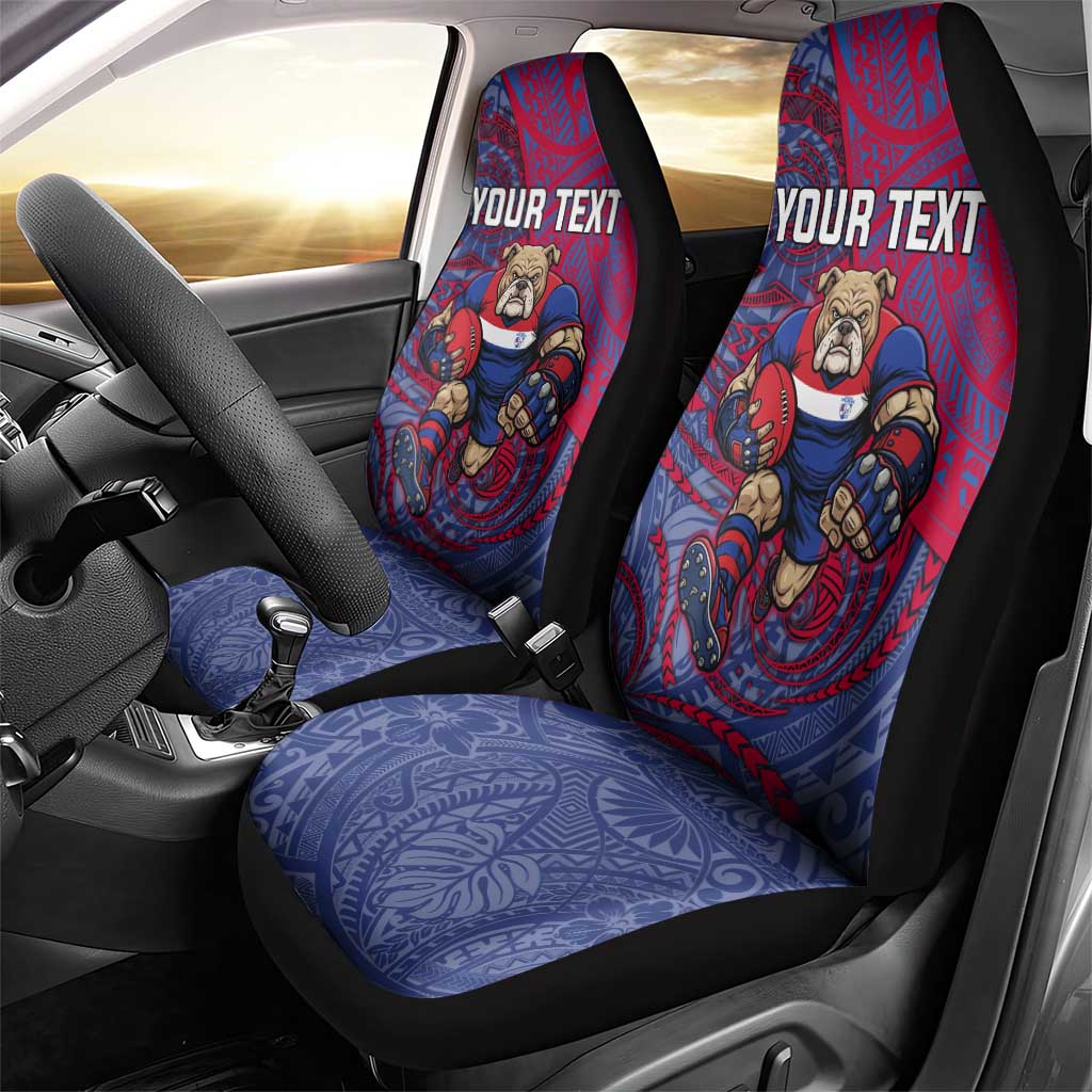 Custom Western Bulldogs Mascot Car Seat Cover Polynesian Tribal Swirl Dynamic - Bulldog Football