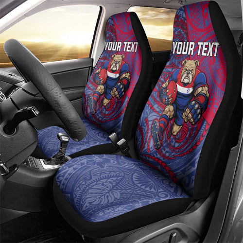 Custom Western Bulldogs Mascot Car Seat Cover Polynesian Tribal Swirl Dynamic - Bulldog Football