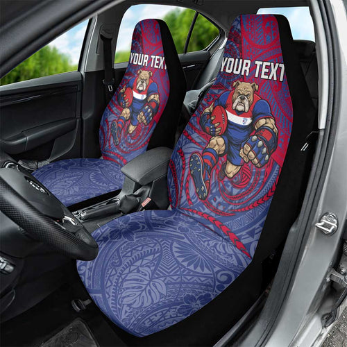 Custom Western Bulldogs Mascot Car Seat Cover Polynesian Tribal Swirl Dynamic - Bulldog Football