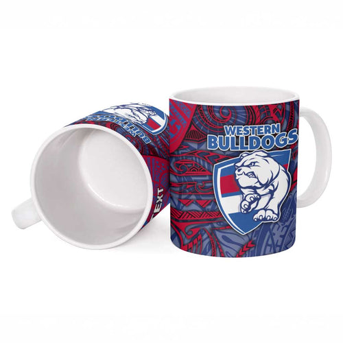 Custom Western Bulldogs Mascot Ceramic Mug Polynesian Tribal Swirl Dynamic - Bulldog Football