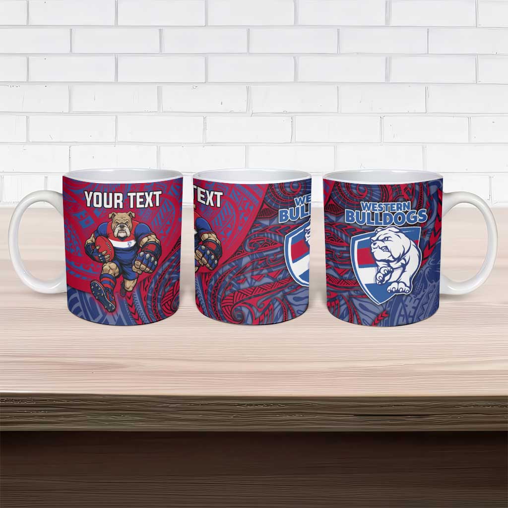 Custom Western Bulldogs Mascot Ceramic Mug Polynesian Tribal Swirl Dynamic - Bulldog Football