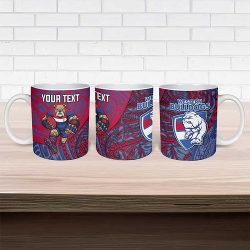 Custom Western Bulldogs Mascot Ceramic Mug Polynesian Tribal Swirl Dynamic - Bulldog Football