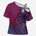 Custom Western Bulldogs Mascot Cross Shoulder Shirt Polynesian Tribal Swirl Dynamic - Bulldog Football