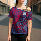 Custom Western Bulldogs Mascot Cross Shoulder Shirt Polynesian Tribal Swirl Dynamic - Bulldog Football