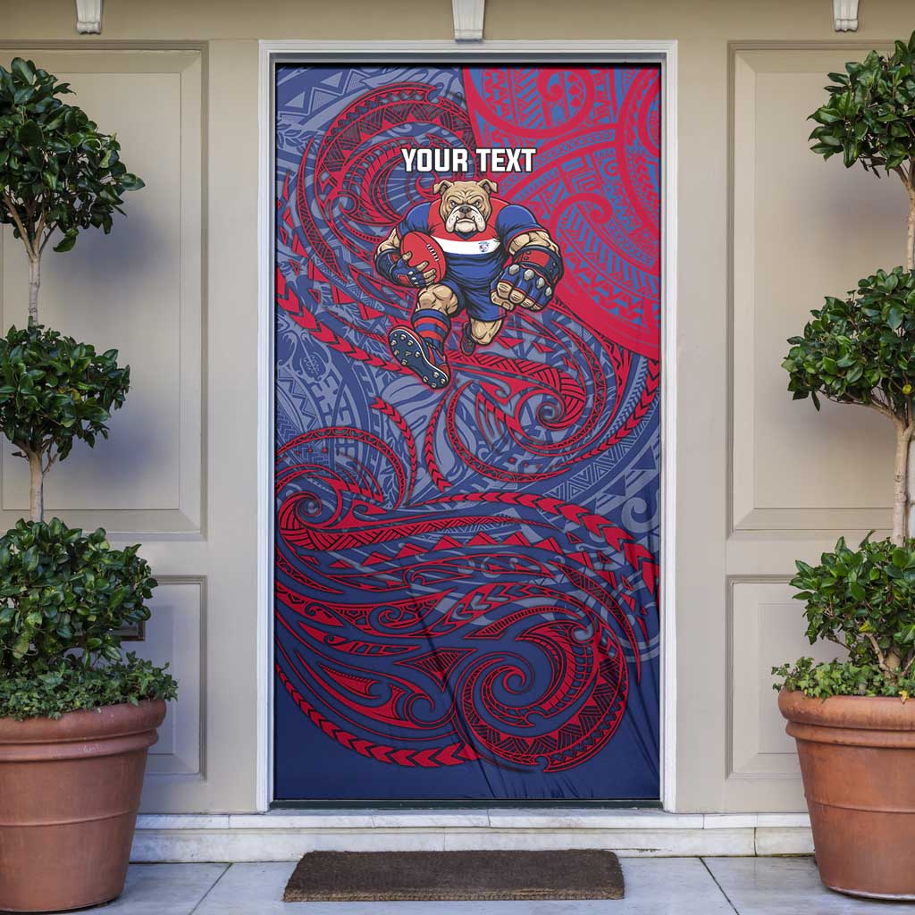 Custom Western Bulldogs Mascot Door Cover Polynesian Tribal Swirl Dynamic - Bulldog Football