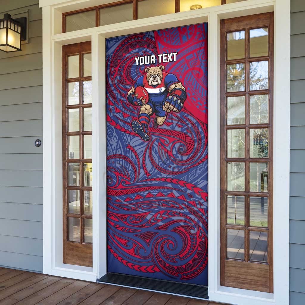 Custom Western Bulldogs Mascot Door Cover Polynesian Tribal Swirl Dynamic - Bulldog Football