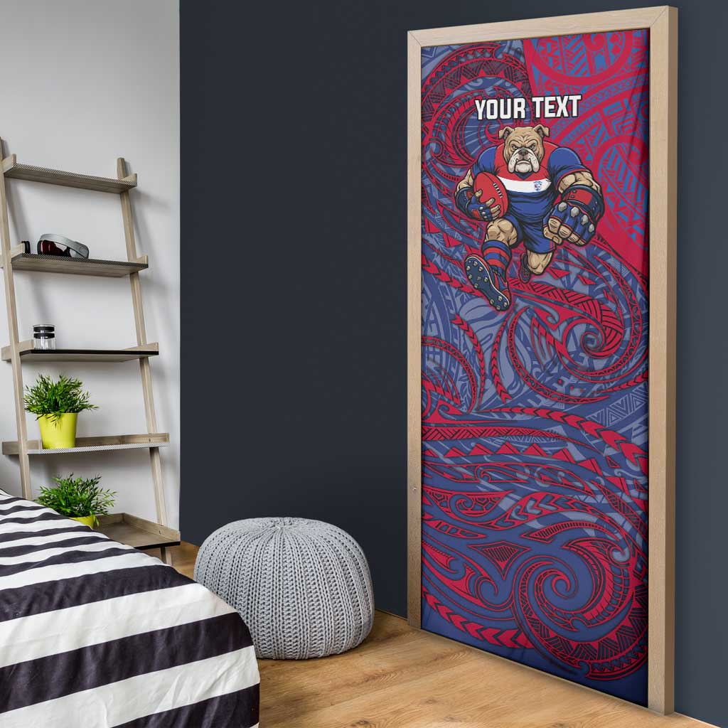 Custom Western Bulldogs Mascot Door Cover Polynesian Tribal Swirl Dynamic - Bulldog Football