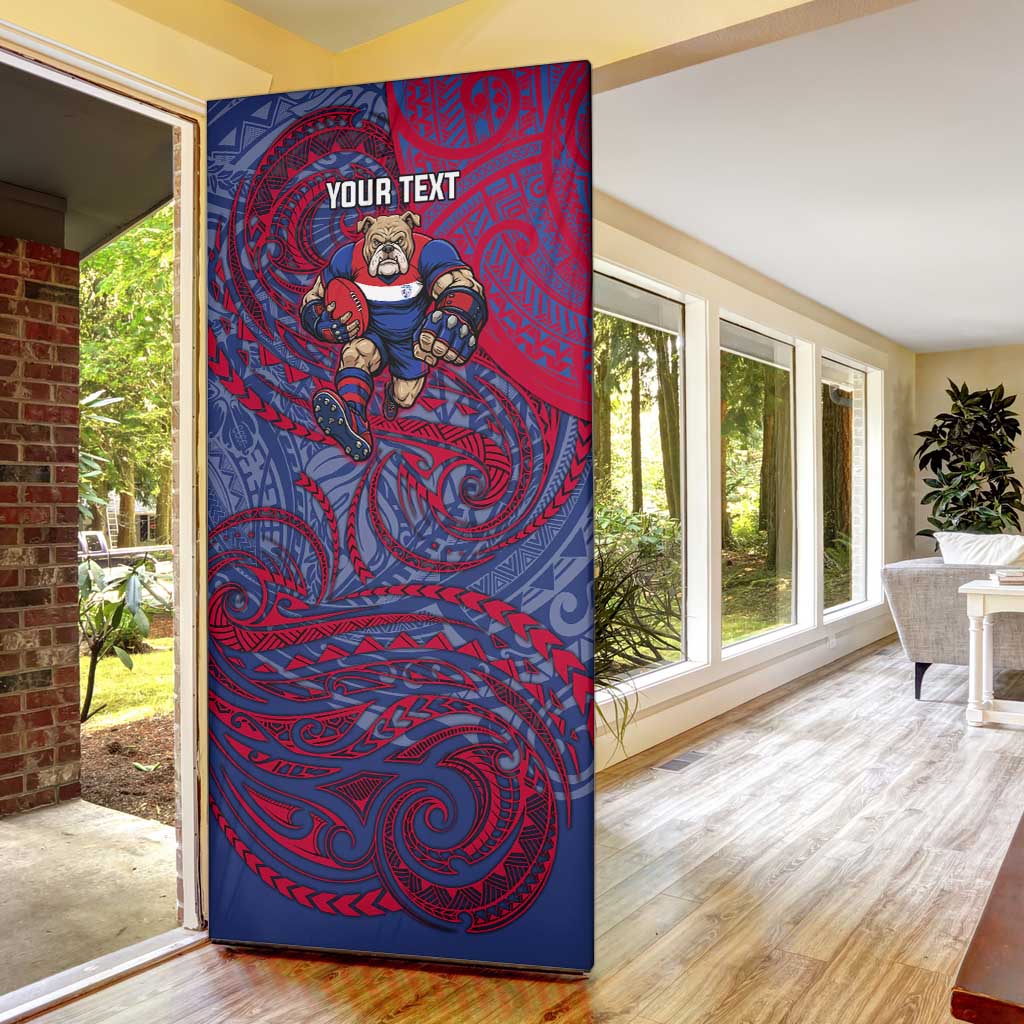 Custom Western Bulldogs Mascot Door Cover Polynesian Tribal Swirl Dynamic - Bulldog Football