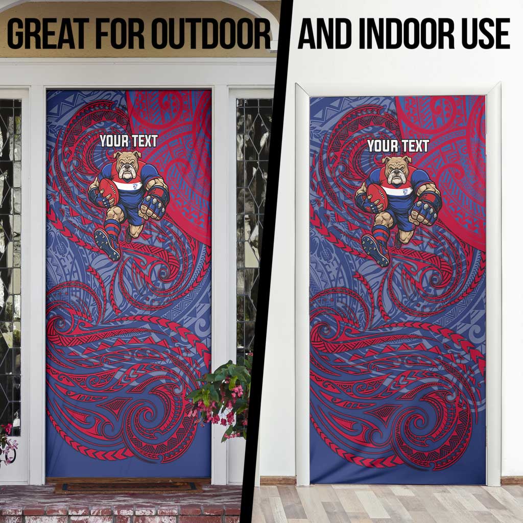 Custom Western Bulldogs Mascot Door Cover Polynesian Tribal Swirl Dynamic - Bulldog Football