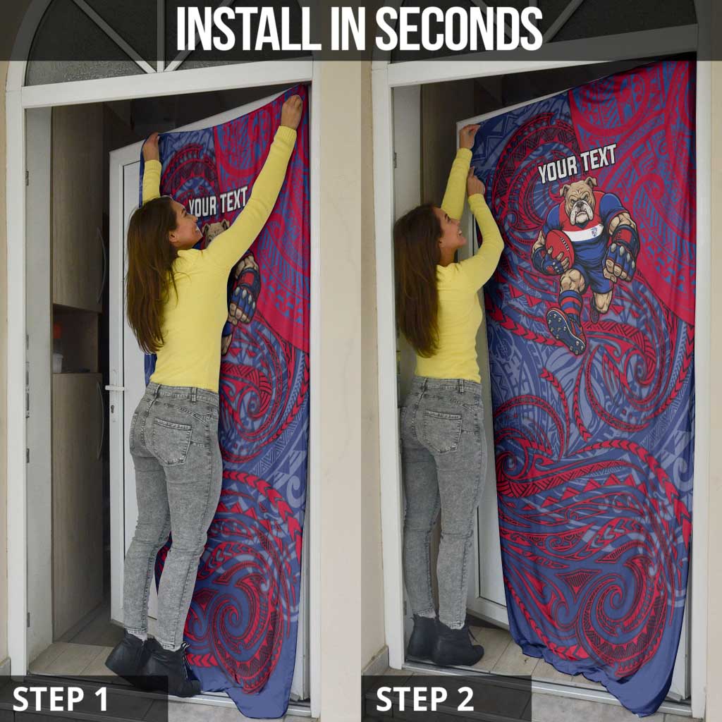 Custom Western Bulldogs Mascot Door Cover Polynesian Tribal Swirl Dynamic - Bulldog Football