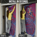 Custom Western Bulldogs Mascot Door Cover Polynesian Tribal Swirl Dynamic - Bulldog Football