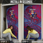 Custom Western Bulldogs Mascot Door Cover Polynesian Tribal Swirl Dynamic - Bulldog Football