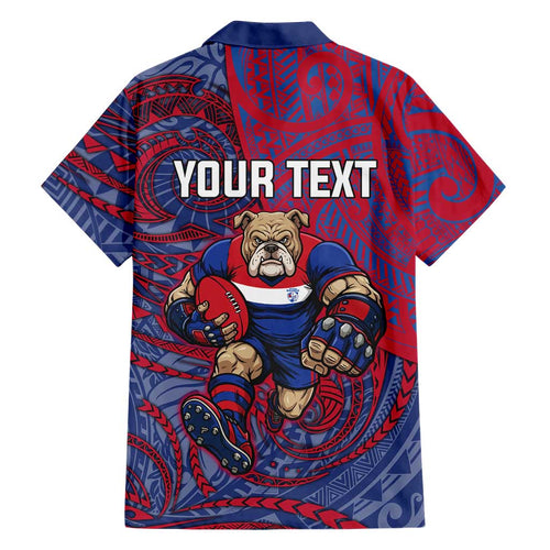 Custom Western Bulldogs Mascot Family Matching Off Shoulder Maxi Dress and Hawaiian Shirt Polynesian Tribal Swirl Dynamic - Bulldog Football