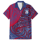 Custom Western Bulldogs Mascot Family Matching Off Shoulder Short Dress and Hawaiian Shirt Polynesian Tribal Swirl Dynamic - Bulldog Football