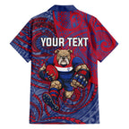 Custom Western Bulldogs Mascot Family Matching Puletasi and Hawaiian Shirt Polynesian Tribal Swirl Dynamic - Bulldog Football