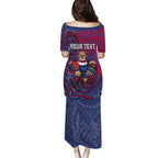 Custom Western Bulldogs Mascot Family Matching Puletasi and Hawaiian Shirt Polynesian Tribal Swirl Dynamic - Bulldog Football