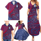 Custom Western Bulldogs Mascot Family Matching Summer Maxi Dress and Hawaiian Shirt Polynesian Tribal Swirl Dynamic - Bulldog Football