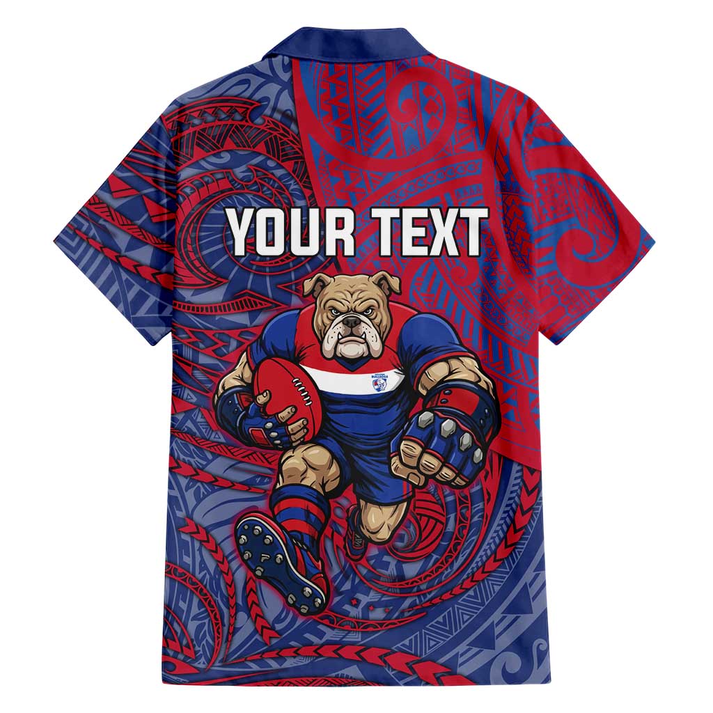 Custom Western Bulldogs Mascot Family Matching Summer Maxi Dress and Hawaiian Shirt Polynesian Tribal Swirl Dynamic - Bulldog Football