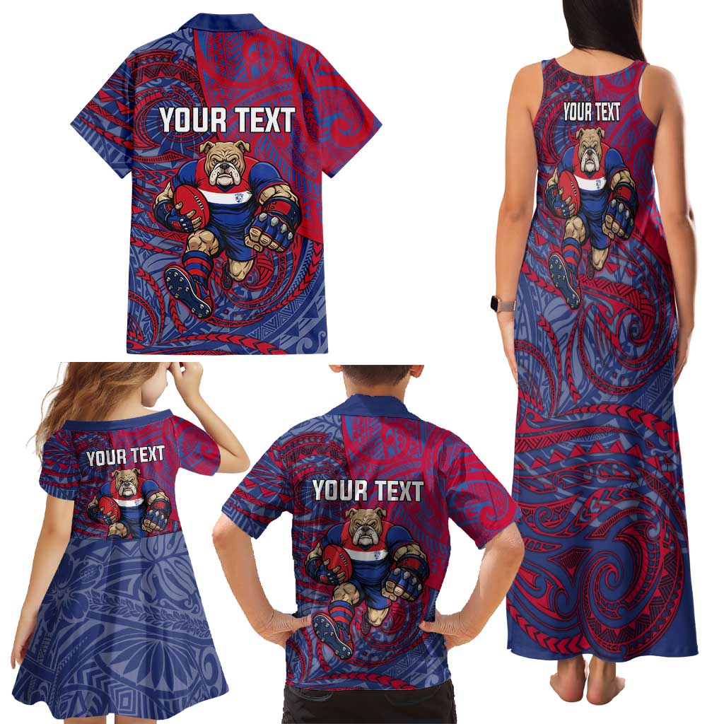 Custom Western Bulldogs Mascot Family Matching Tank Maxi Dress and Hawaiian Shirt Polynesian Tribal Swirl Dynamic - Bulldog Football