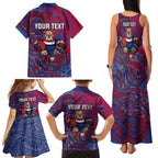 Custom Western Bulldogs Mascot Family Matching Tank Maxi Dress and Hawaiian Shirt Polynesian Tribal Swirl Dynamic - Bulldog Football