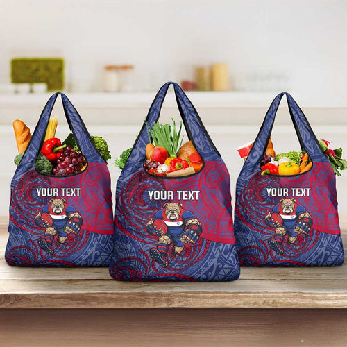Custom Western Bulldogs Mascot Grocery Bag Polynesian Tribal Swirl Dynamic - Bulldog Football