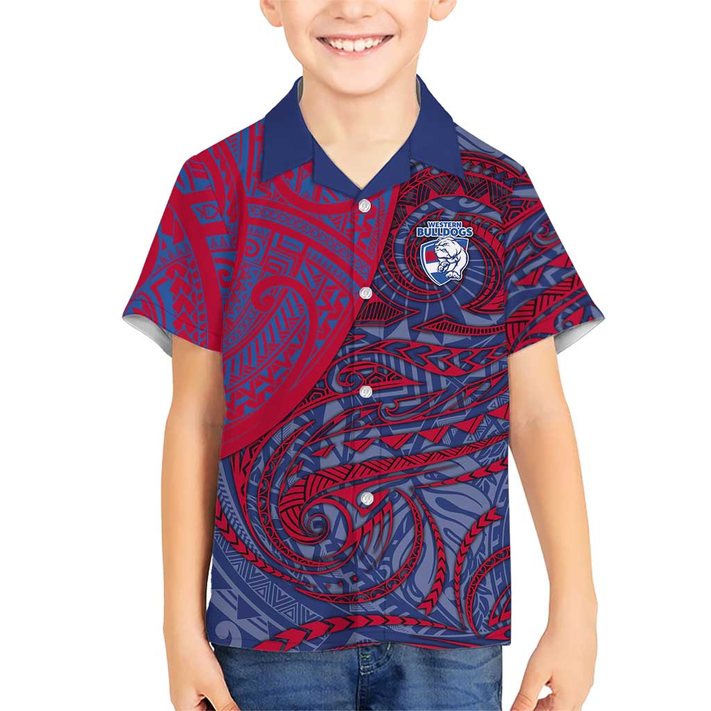 Custom Western Bulldogs Mascot Hawaiian Shirt Polynesian Tribal Swirl Dynamic - Bulldog Football