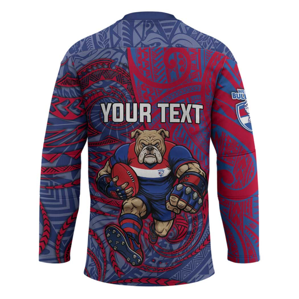 Custom Western Bulldogs Mascot Hockey Jersey Polynesian Tribal Swirl Dynamic - Bulldog Football
