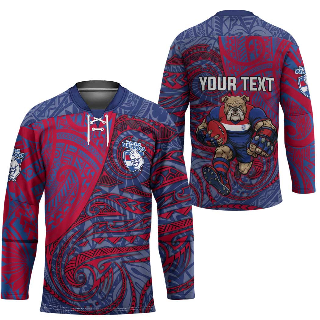 Custom Western Bulldogs Mascot Hockey Jersey Polynesian Tribal Swirl Dynamic - Bulldog Football