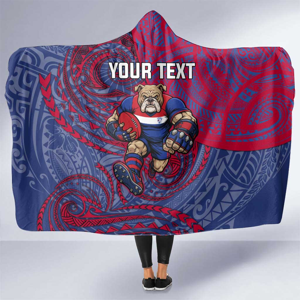 Custom Western Bulldogs Mascot Hooded Blanket Polynesian Tribal Swirl Dynamic - Bulldog Football