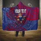 Custom Western Bulldogs Mascot Hooded Blanket Polynesian Tribal Swirl Dynamic - Bulldog Football