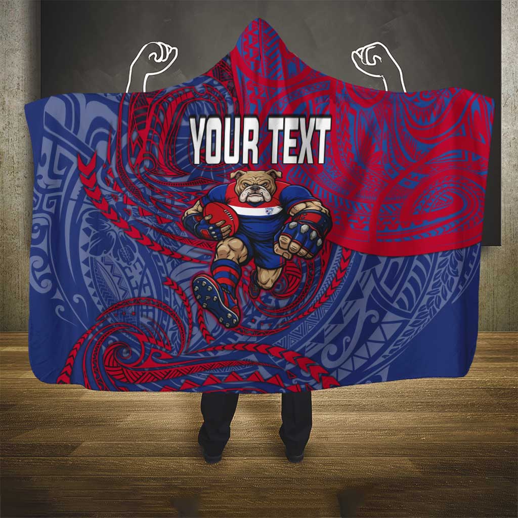 Custom Western Bulldogs Mascot Hooded Blanket Polynesian Tribal Swirl Dynamic - Bulldog Football