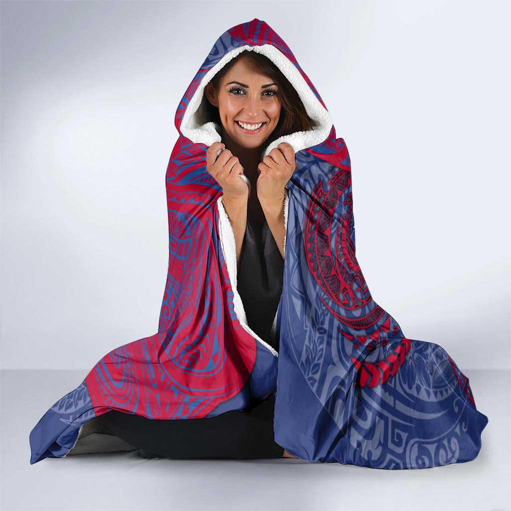 Custom Western Bulldogs Mascot Hooded Blanket Polynesian Tribal Swirl Dynamic - Bulldog Football