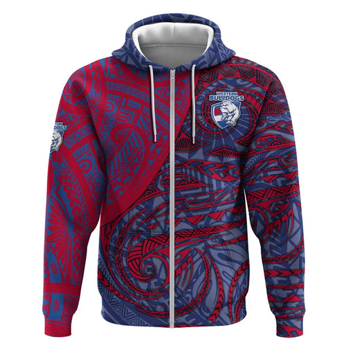 Custom Western Bulldogs Mascot Hoodie Polynesian Tribal Swirl Dynamic - Bulldog Football