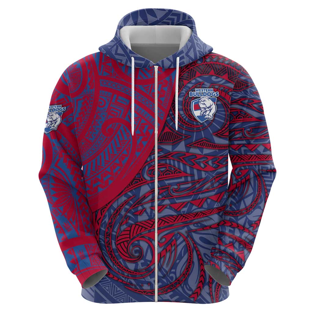 Custom Western Bulldogs Mascot Hoodie Polynesian Tribal Swirl Dynamic - Bulldog Football