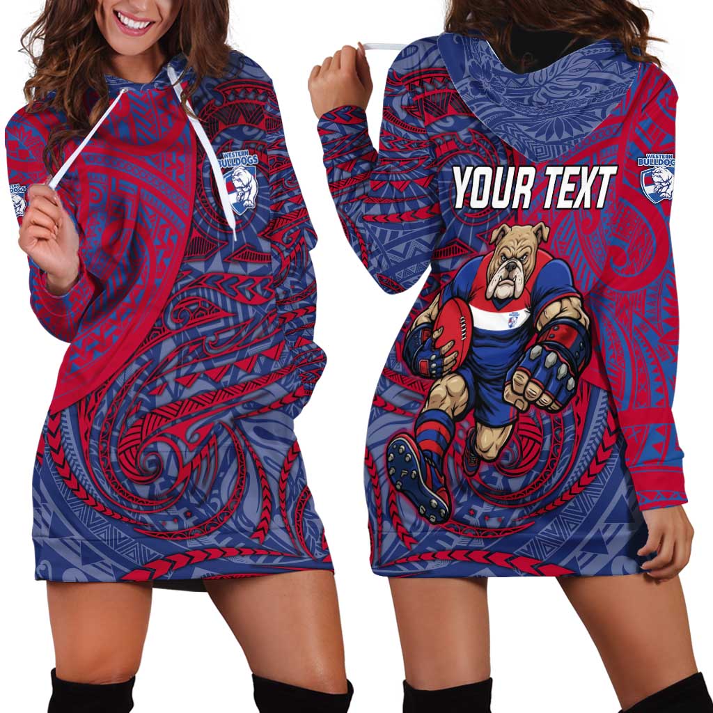 Custom Western Bulldogs Mascot Hoodie Dress Polynesian Tribal Swirl Dynamic - Bulldog Football