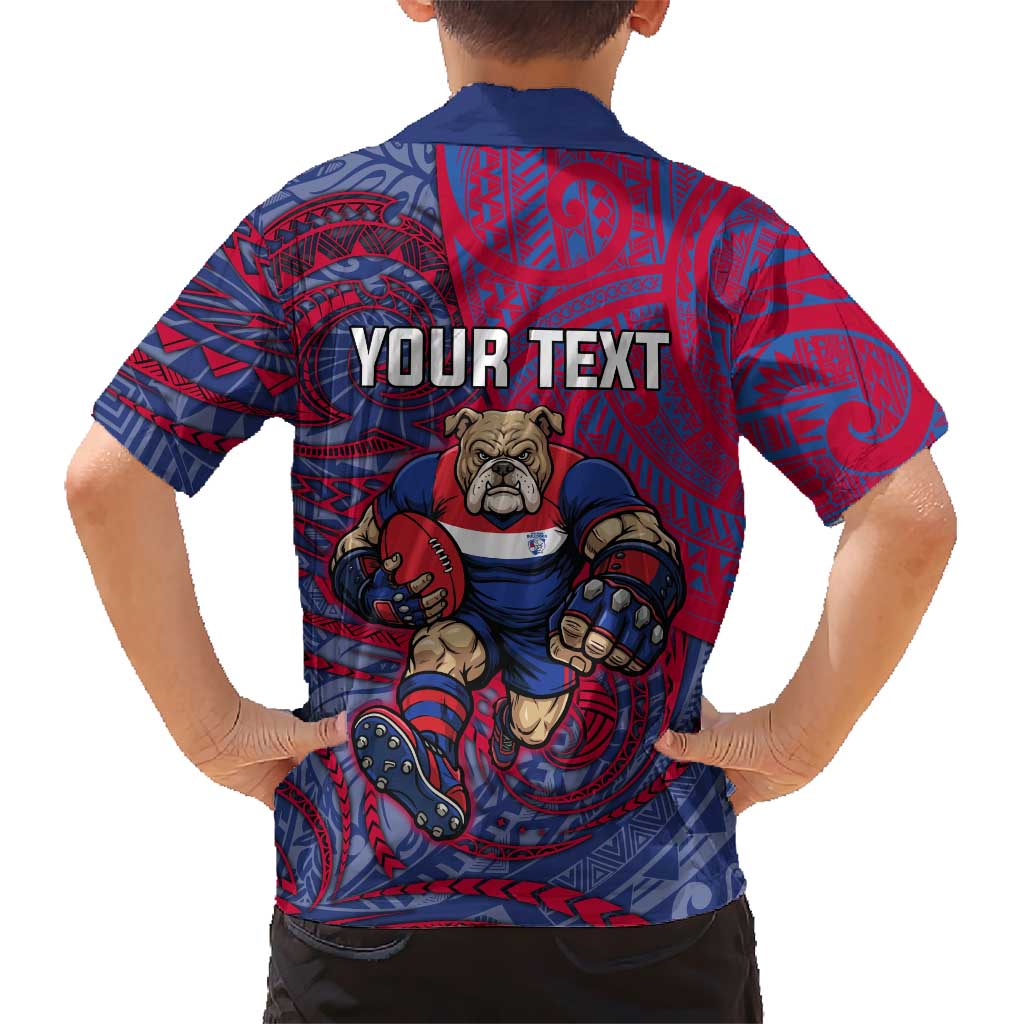 Custom Western Bulldogs Mascot Kid Hawaiian Shirt Polynesian Tribal Swirl Dynamic - Bulldog Football