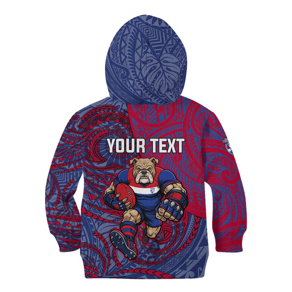 Custom Western Bulldogs Mascot Kid Hoodie Polynesian Tribal Swirl Dynamic - Bulldog Football