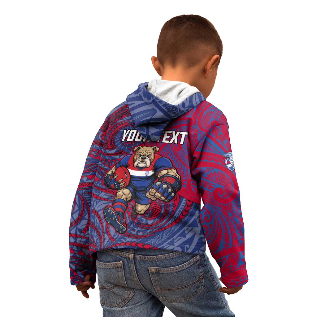 Custom Western Bulldogs Mascot Kid Hoodie Polynesian Tribal Swirl Dynamic - Bulldog Football