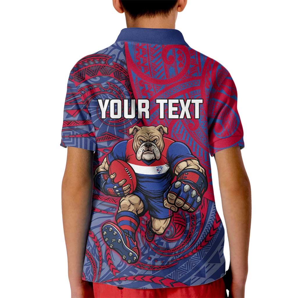 Custom Western Bulldogs Mascot Kid Polo Shirt Polynesian Tribal Swirl Dynamic - Bulldog Football