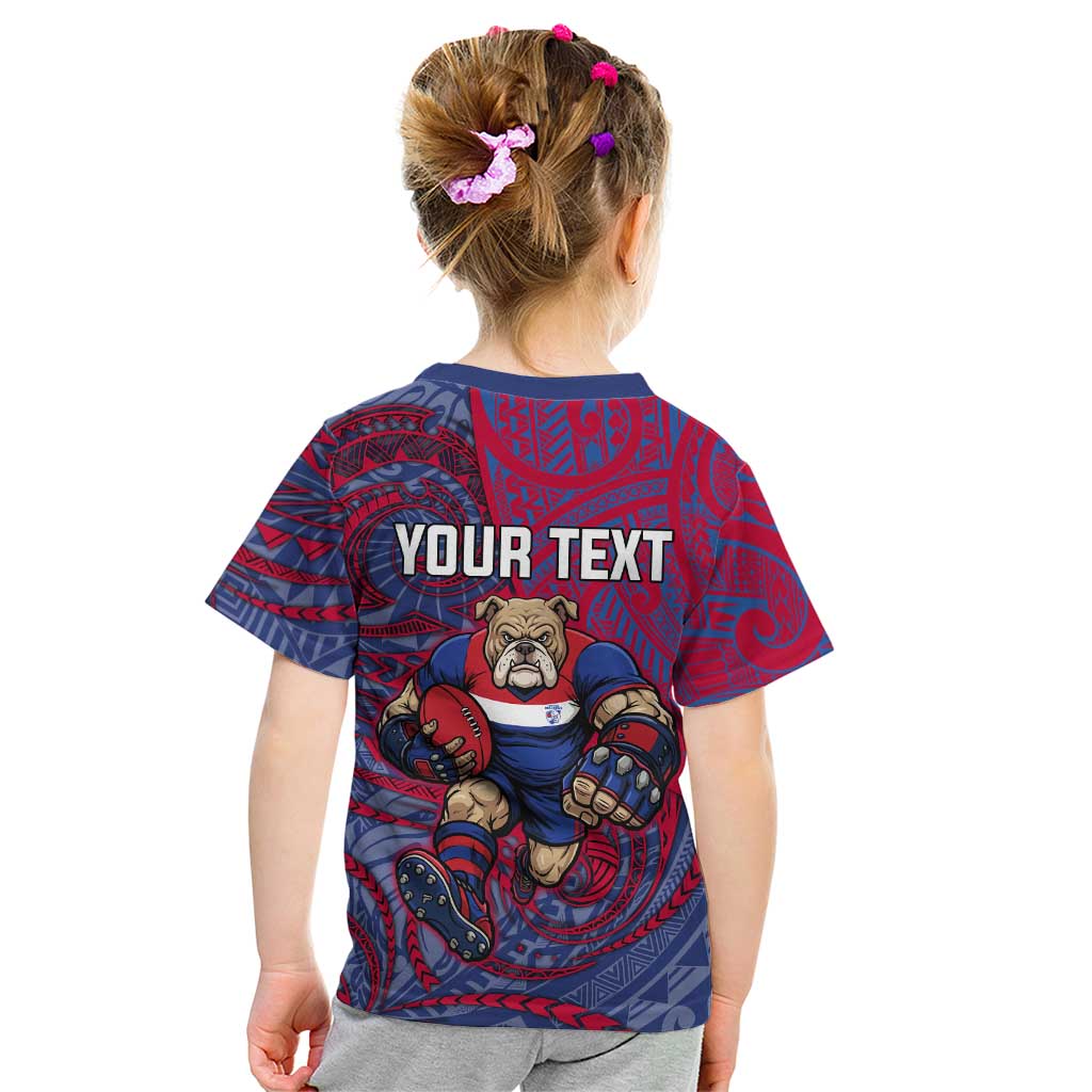 Custom Western Bulldogs Mascot Kid T Shirt Polynesian Tribal Swirl Dynamic - Bulldog Football