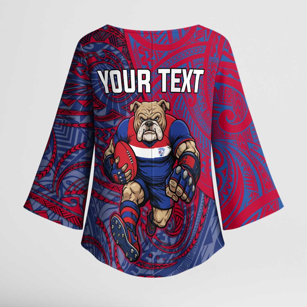 Custom Western Bulldogs Mascot Kimono Sleeve Blouse Polynesian Tribal Swirl Dynamic - Bulldog Football