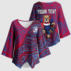 Custom Western Bulldogs Mascot Kimono Sleeve Blouse Polynesian Tribal Swirl Dynamic - Bulldog Football