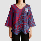 Custom Western Bulldogs Mascot Kimono Sleeve Blouse Polynesian Tribal Swirl Dynamic - Bulldog Football