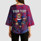 Custom Western Bulldogs Mascot Kimono Sleeve Blouse Polynesian Tribal Swirl Dynamic - Bulldog Football