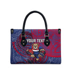 Custom Western Bulldogs Mascot Leather Bag Polynesian Tribal Swirl Dynamic - Bulldog Football
