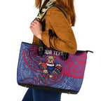 Custom Western Bulldogs Mascot Leather Tote Bag Polynesian Tribal Swirl Dynamic - Bulldog Football