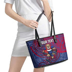 Custom Western Bulldogs Mascot Leather Tote Bag Polynesian Tribal Swirl Dynamic - Bulldog Football