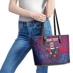 Custom Western Bulldogs Mascot Leather Tote Bag Polynesian Tribal Swirl Dynamic - Bulldog Football