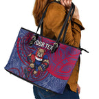 Custom Western Bulldogs Mascot Leather Tote Bag Polynesian Tribal Swirl Dynamic - Bulldog Football
