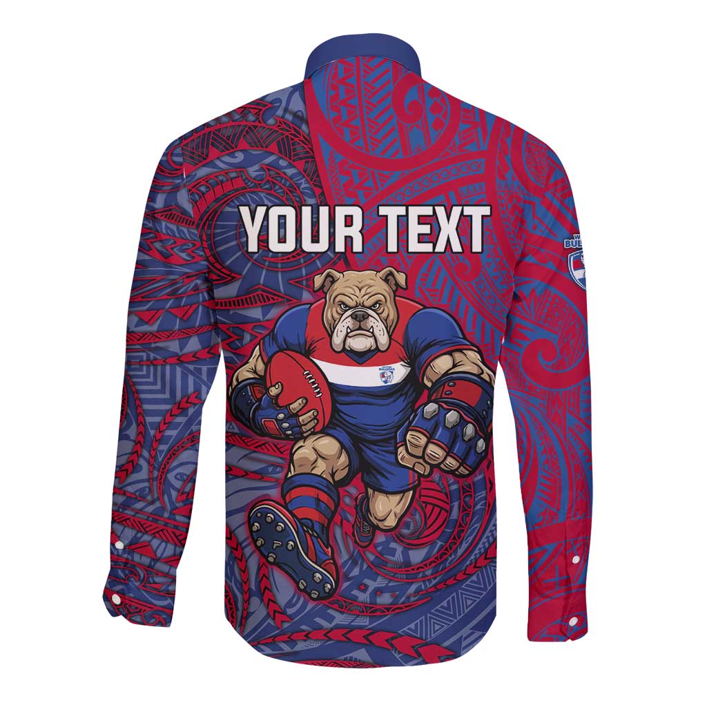 Custom Western Bulldogs Mascot Long Sleeve Button Shirt Polynesian Tribal Swirl Dynamic - Bulldog Football